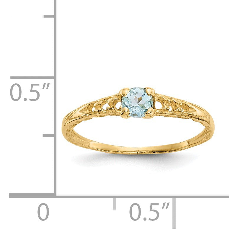14k Madi K 3mm Aquamarine Birthstone Size 3 Baby / Childrens Ring