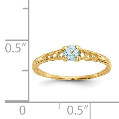 14k Madi K 3mm Aquamarine Birthstone Size 3 Baby / Childrens Ring
