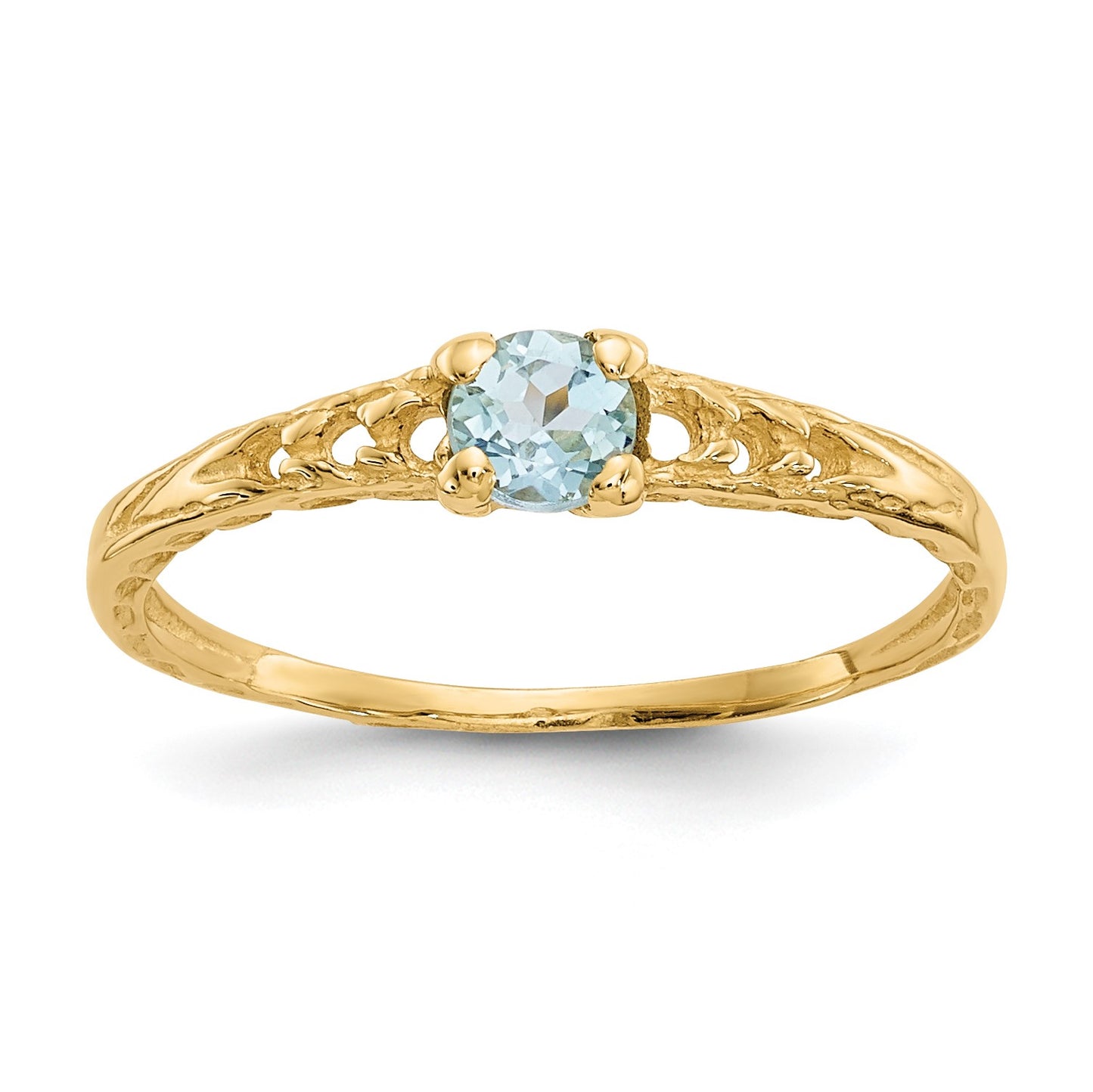 14k Madi K 3mm Aquamarine Birthstone Size 3 Baby / Childrens Ring