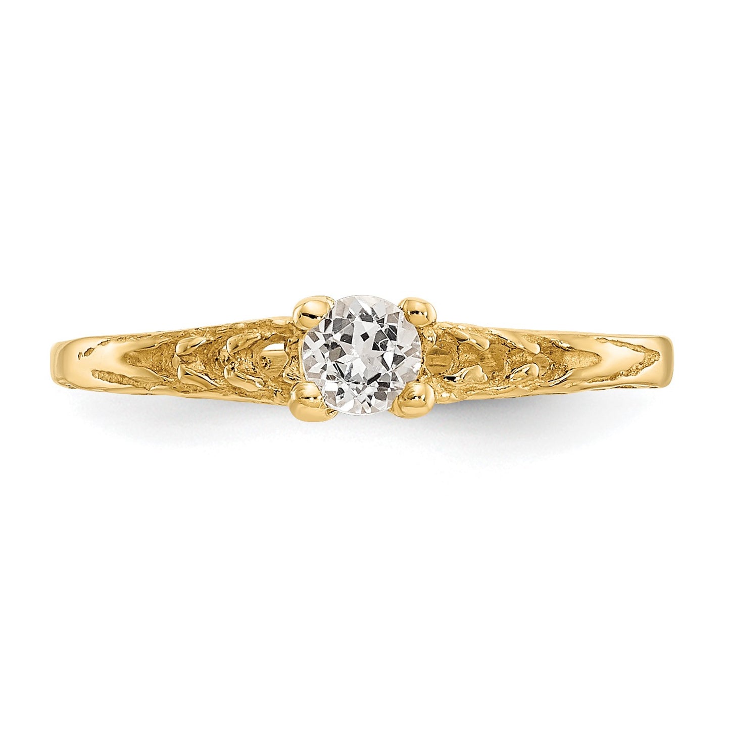 14k Madi K 3mm White Topaz Birthstone Size 3 Baby / Childrens Ring