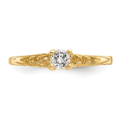 14k Madi K 3mm White Topaz Birthstone Size 3 Baby / Childrens Ring