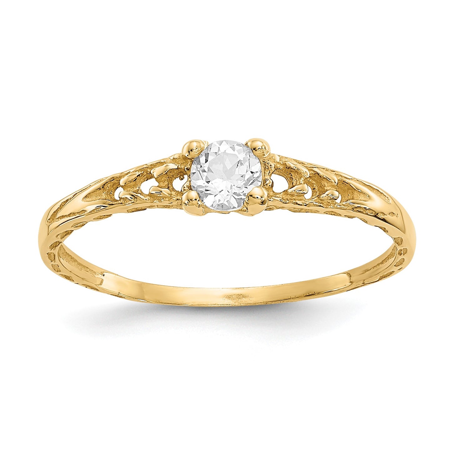 14k Madi K 3mm White Topaz Birthstone Size 3 Baby / Childrens Ring