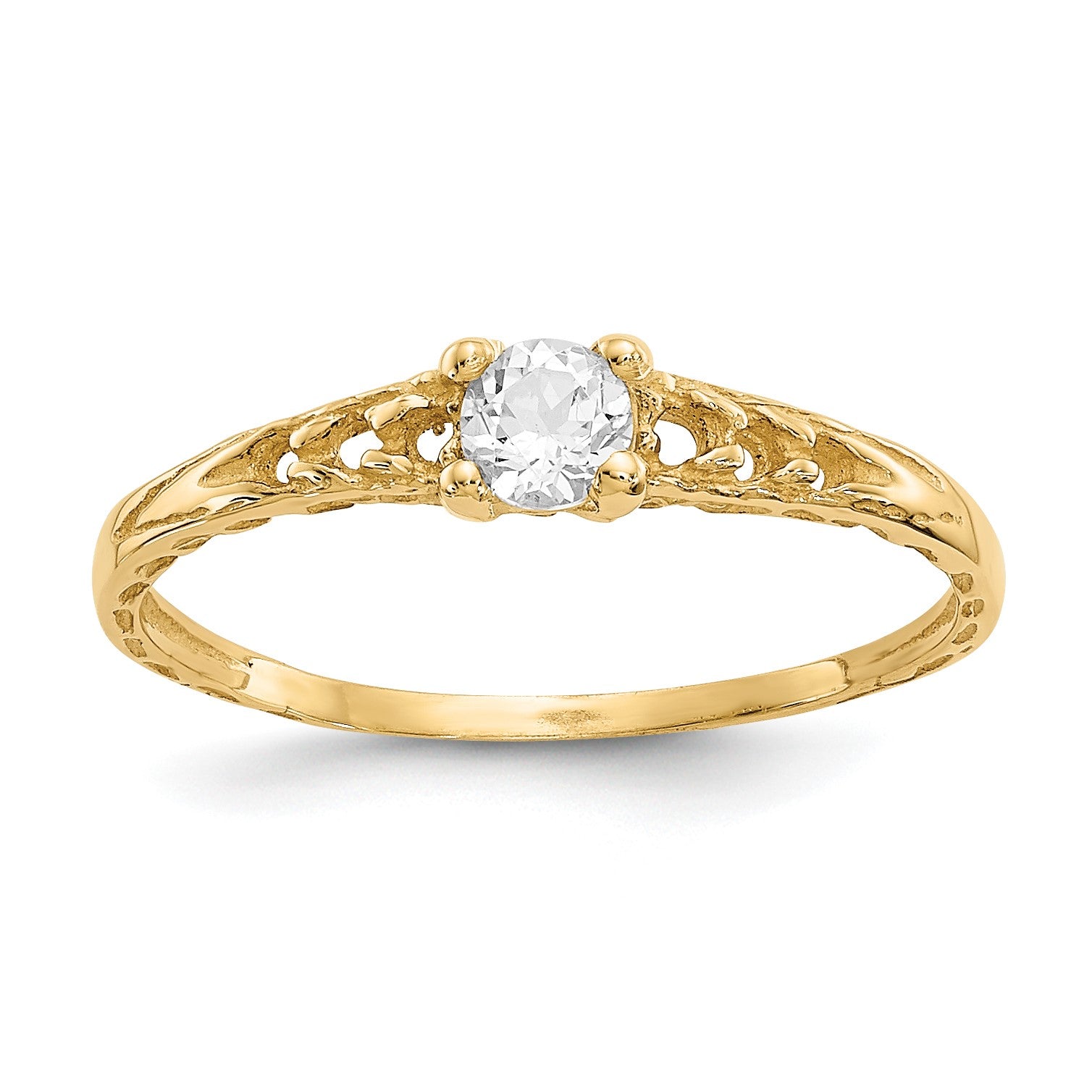 14k Madi K 3mm White Topaz Birthstone Size 3 Baby / Childrens Ring