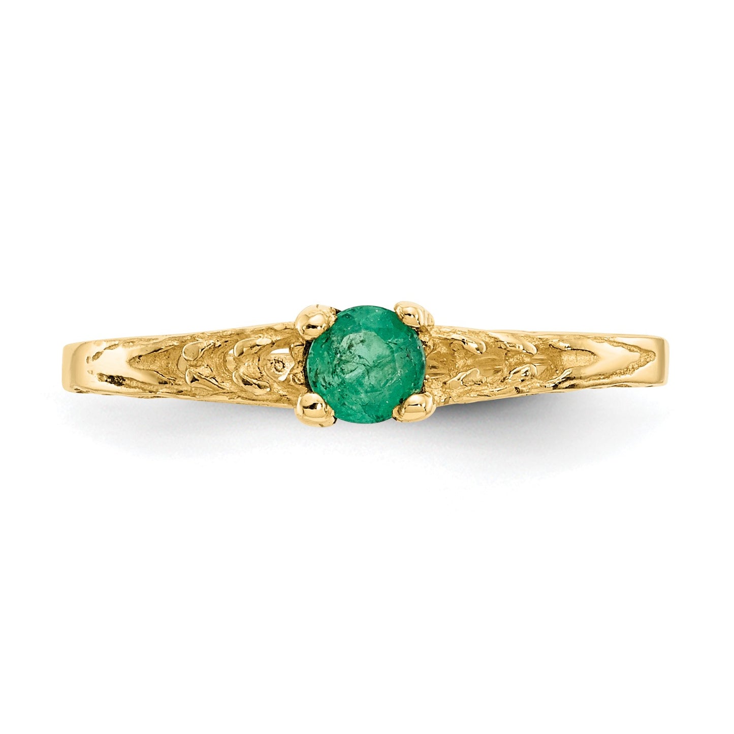 14k Madi K 3mm Emerald Birthstone Size 3 Baby / Childrens Ring