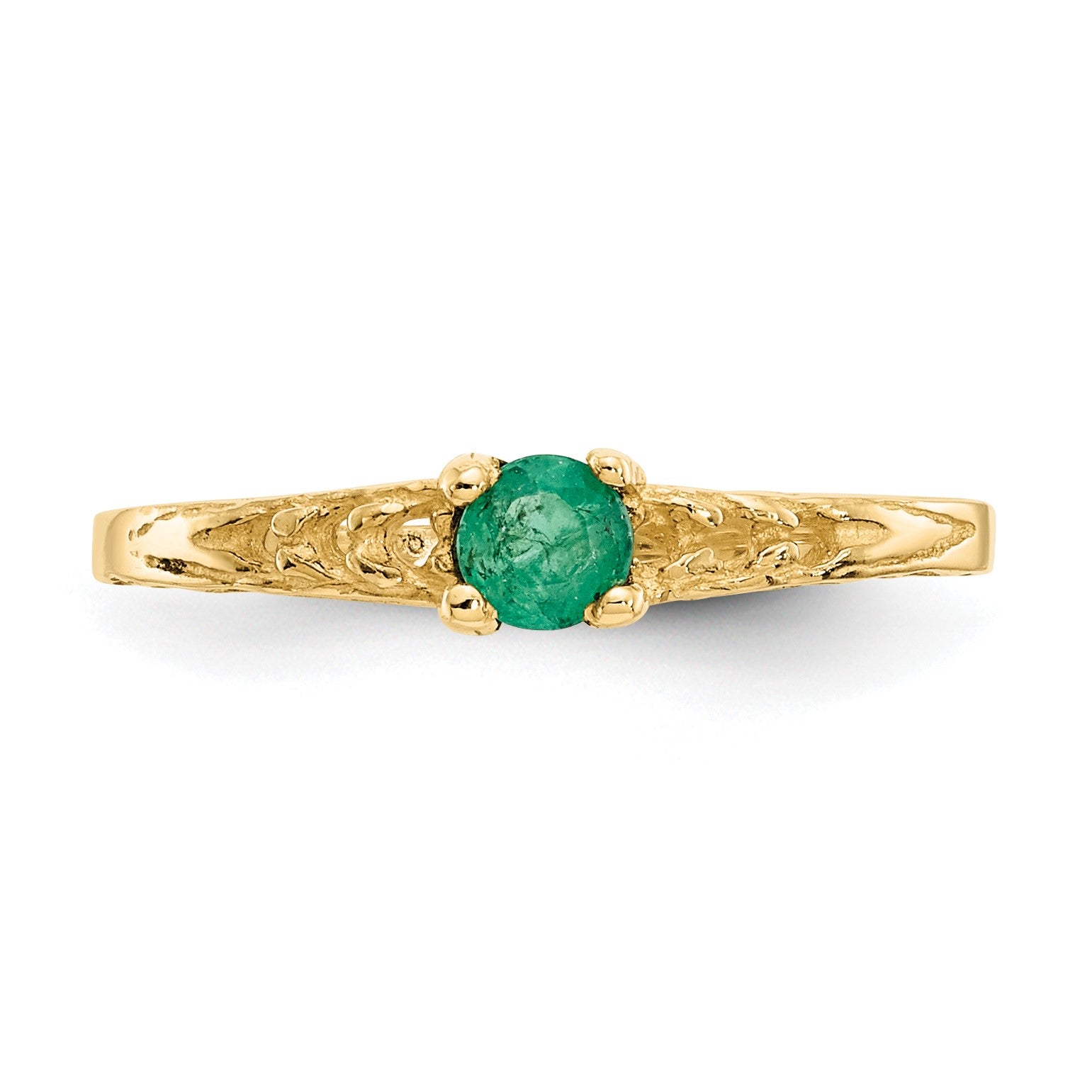 14k Madi K 3mm Emerald Birthstone Size 3 Baby / Childrens Ring