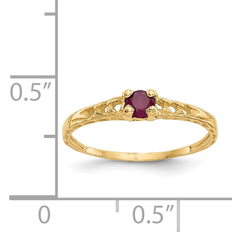 14k Madi K 3mm Ruby Birthstone Size 3 Baby / Childrens Ring