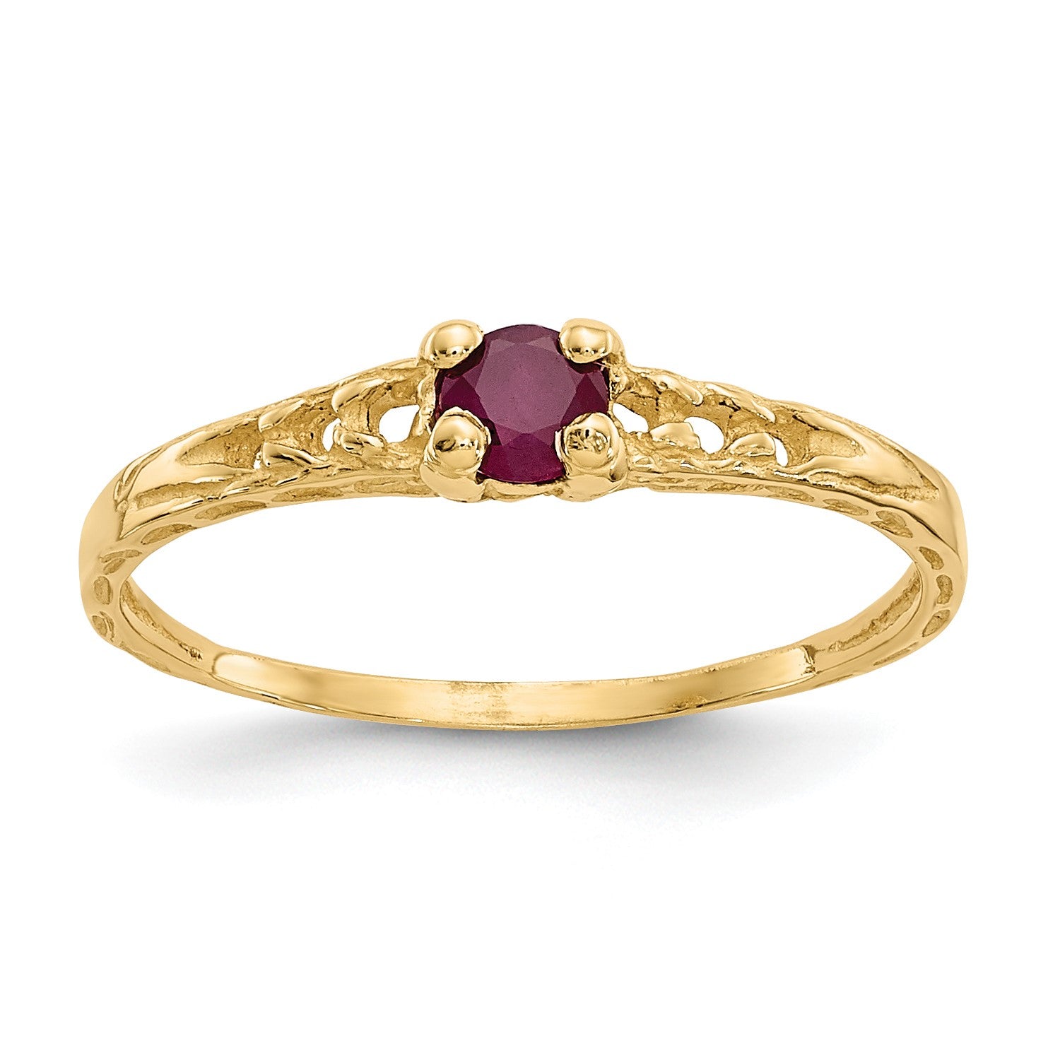 14k Madi K 3mm Ruby Birthstone Size 3 Baby / Childrens Ring