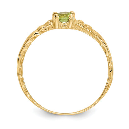 14k Madi K 3mm Peridot Birthstone Size 3 Baby / Childrens Ring