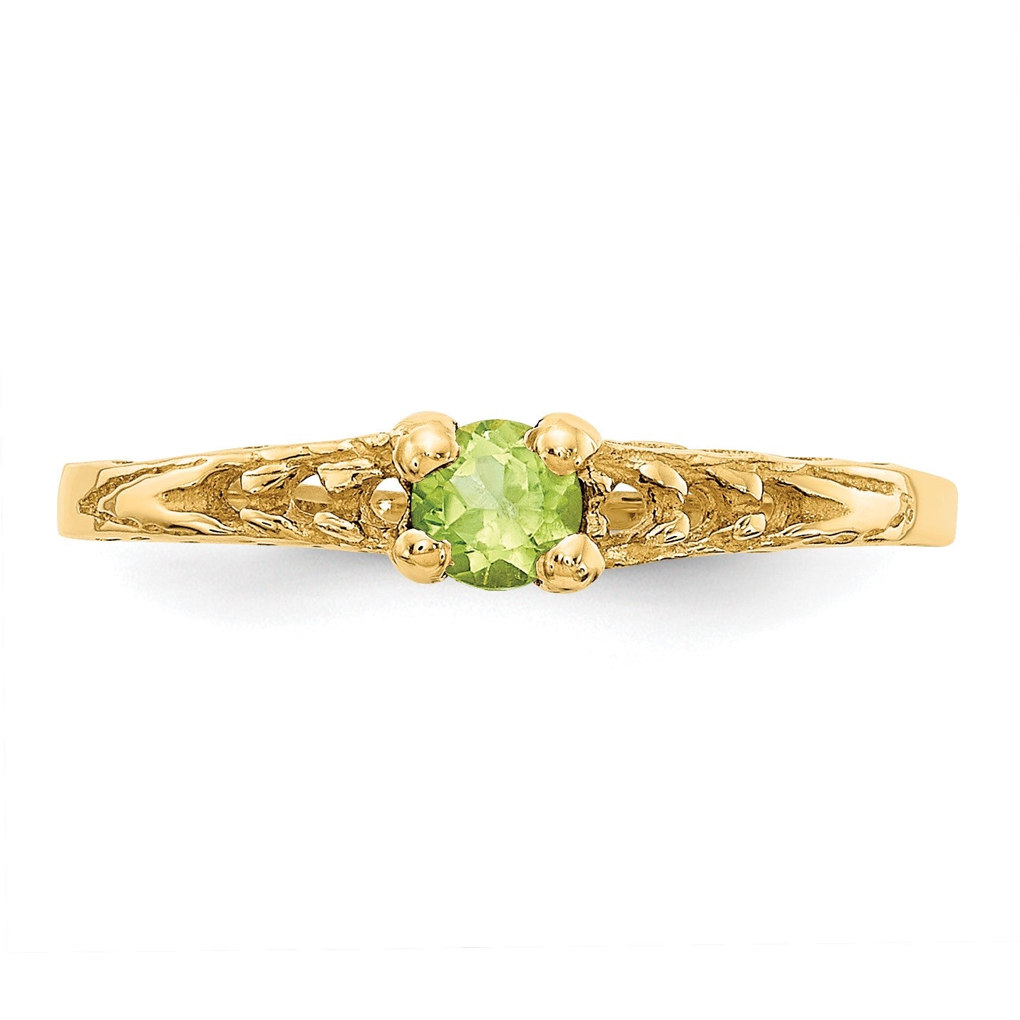 14k Madi K 3mm Peridot Birthstone Size 3 Baby / Childrens Ring