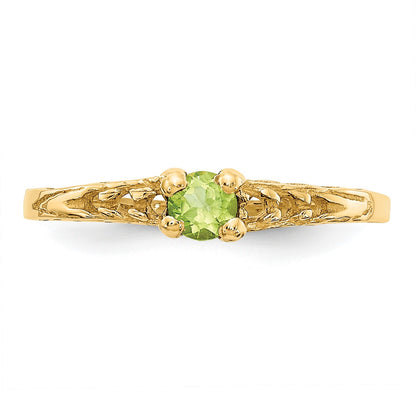 14k Madi K 3mm Peridot Birthstone Size 3 Baby / Childrens Ring