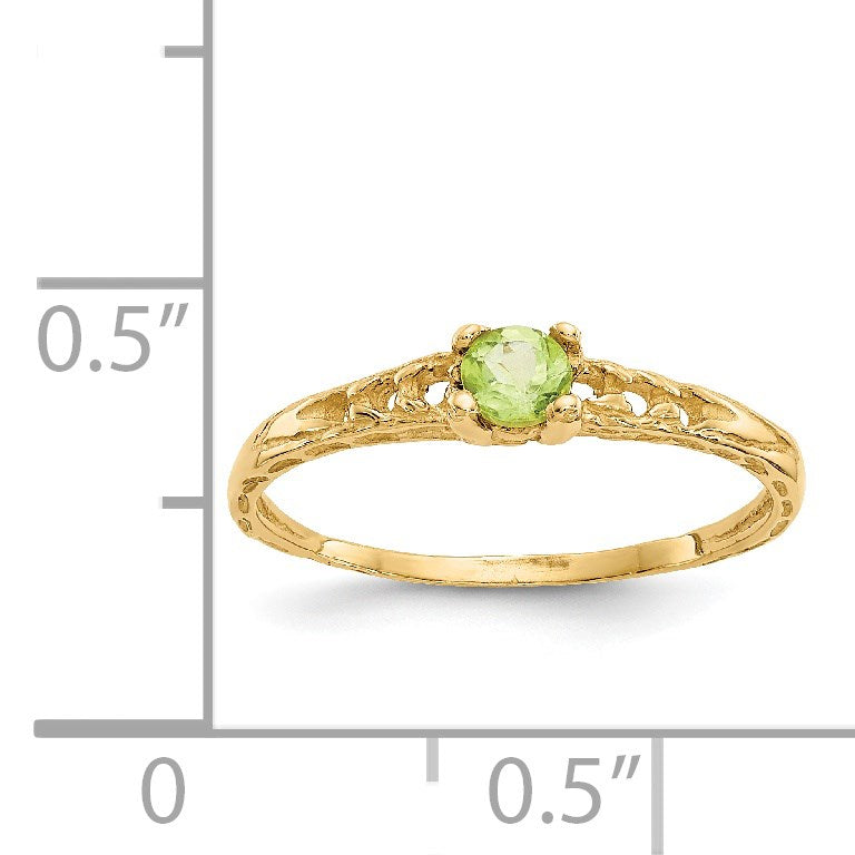 14k Madi K 3mm Peridot Birthstone Size 3 Baby / Childrens Ring