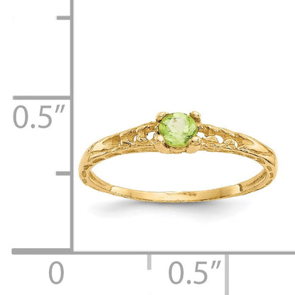 14k Madi K 3mm Peridot Birthstone Size 3 Baby / Childrens Ring