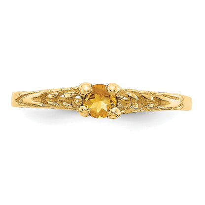 14k Madi K 3mm Citrine Birthstone Size 3 Baby / Childrens Ring