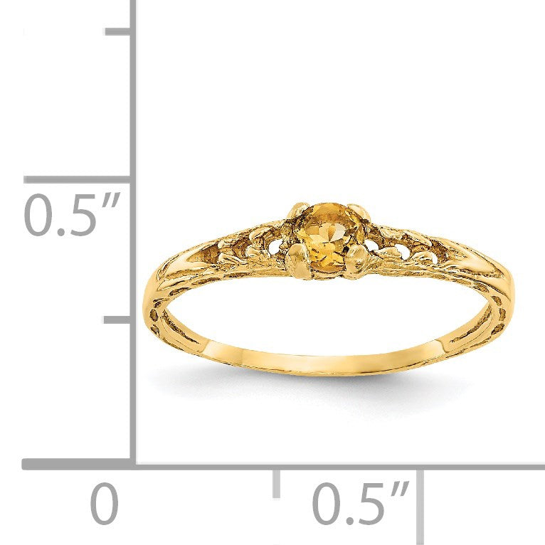14k Madi K 3mm Citrine Birthstone Size 3 Baby / Childrens Ring