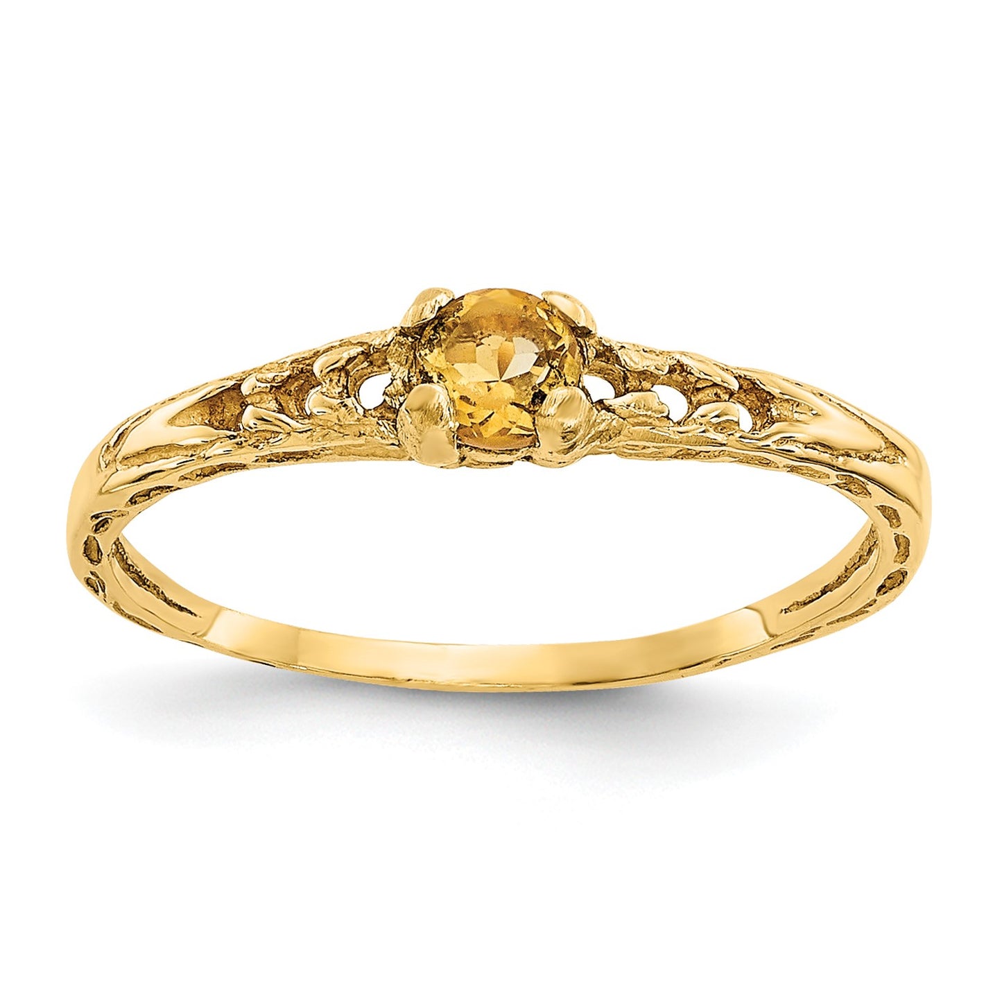 14k Madi K 3mm Citrine Birthstone Size 3 Baby / Childrens Ring