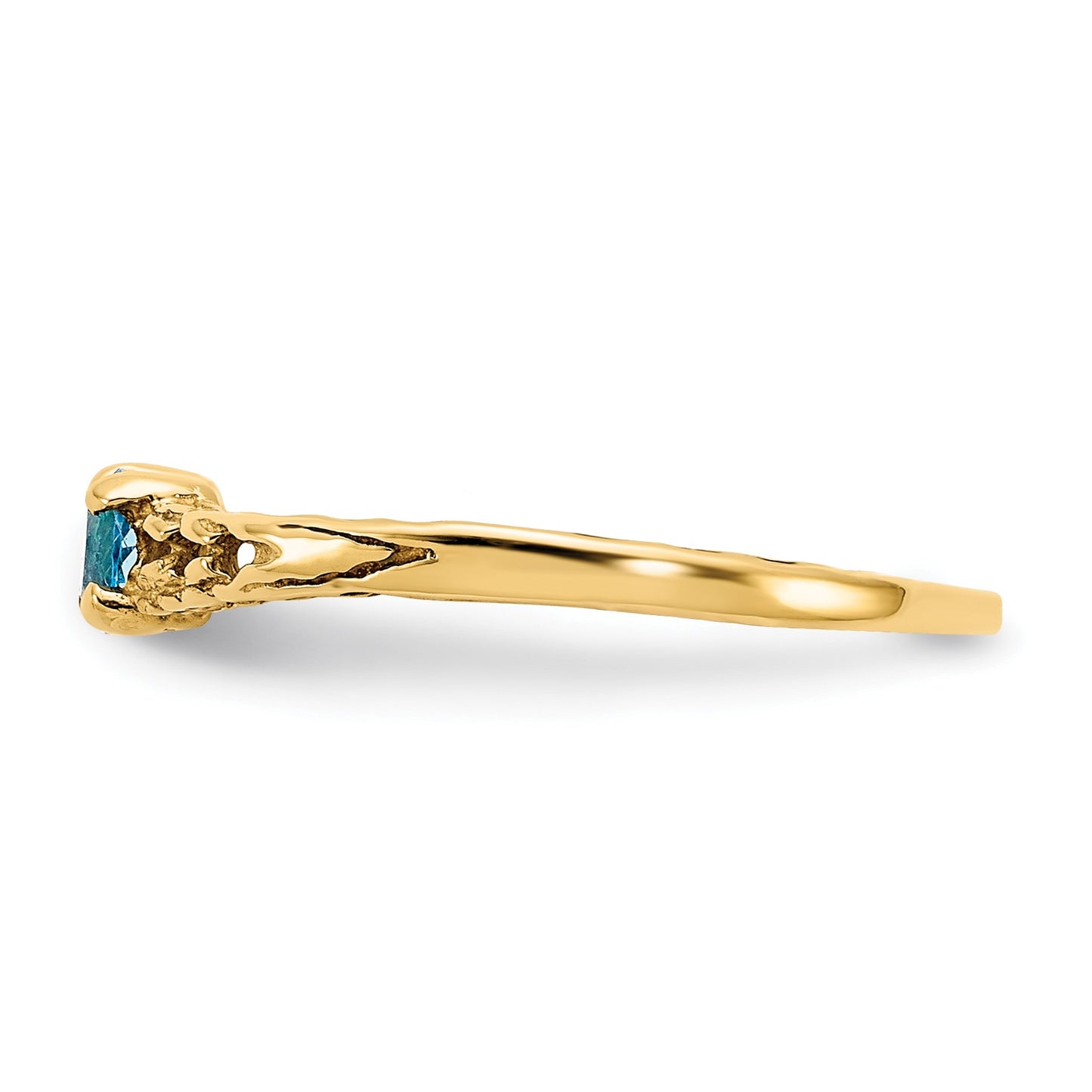 14k Madi K 3mm Blue Topaz Birthstone Size 3 Baby / Childrens Ring