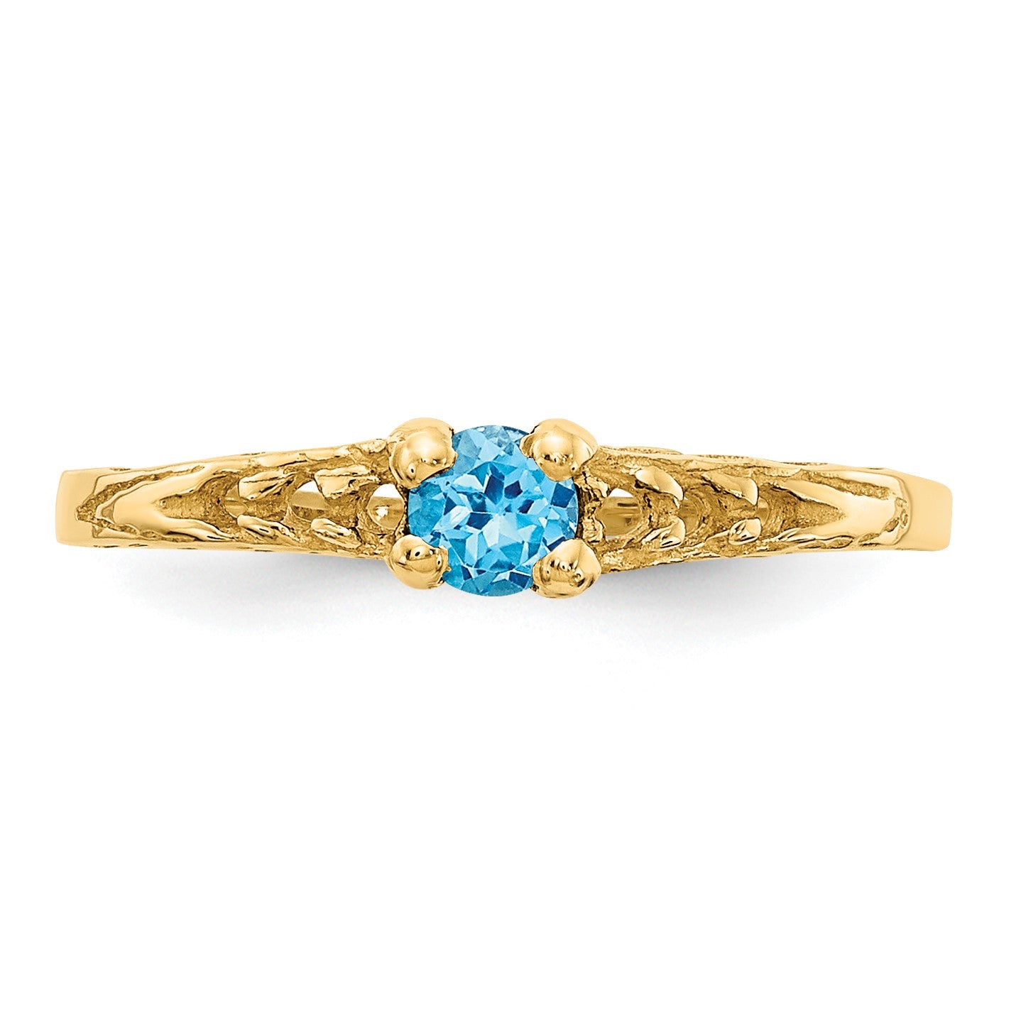 14k Madi K 3mm Blue Topaz Birthstone Size 3 Baby / Childrens Ring