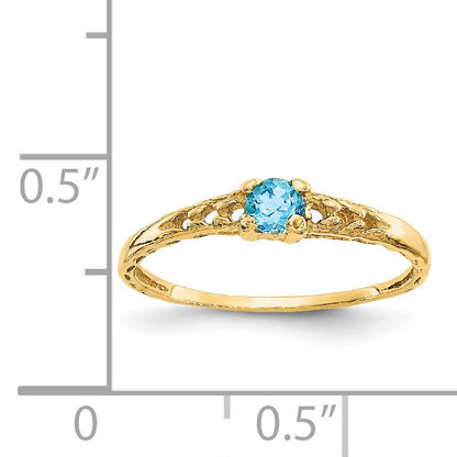 14k Madi K 3mm Blue Topaz Birthstone Size 3 Baby / Childrens Ring