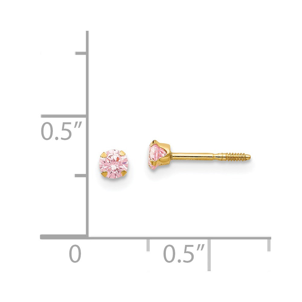 14k Madi K 3mm Pink CZ Earrings