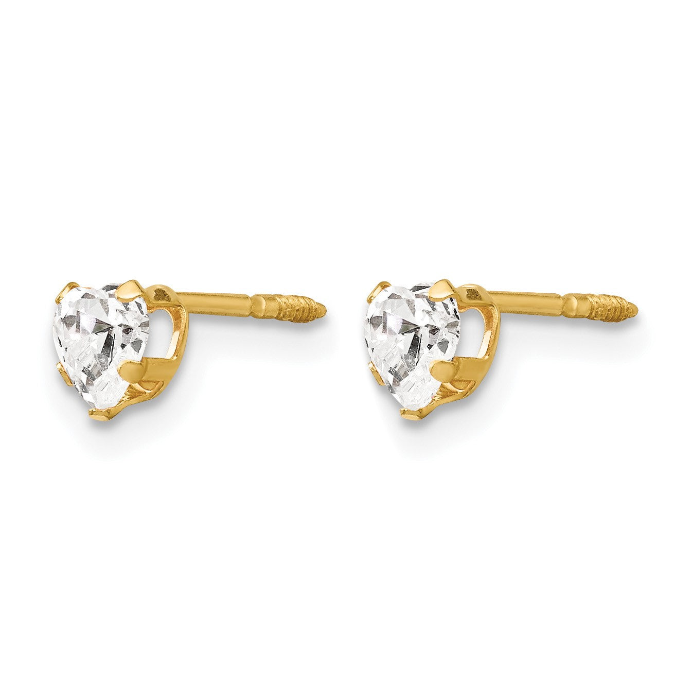 14K Madi K 4mm White CZ Heart Childrens Post Earrings