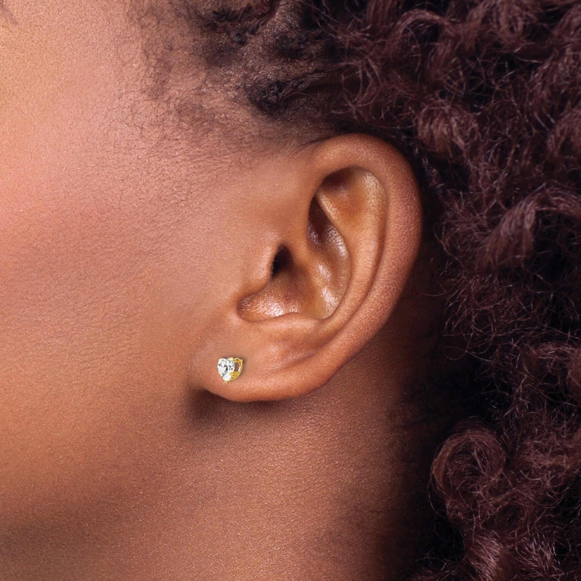 14K Madi K 4mm White CZ Heart Childrens Post Earrings