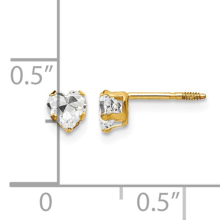 14K Madi K 4mm White CZ Heart Childrens Post Earrings