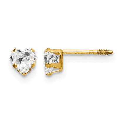 14K Madi K 4mm White CZ Heart Childrens Post Earrings