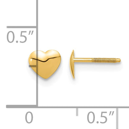 14k Madi K 6.00mm Heart Childrens Silicone Screwback Post Earrings