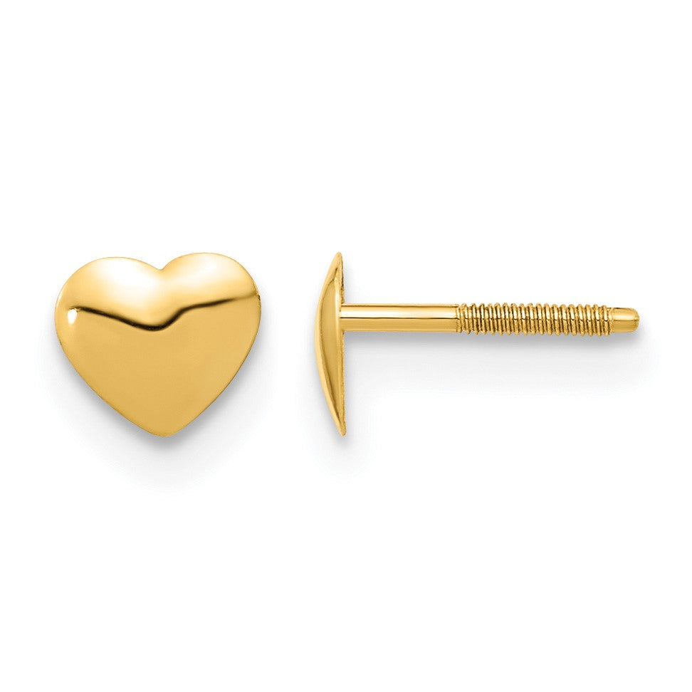 14k Madi K 6.00mm Heart Childrens Silicone Screwback Post Earrings