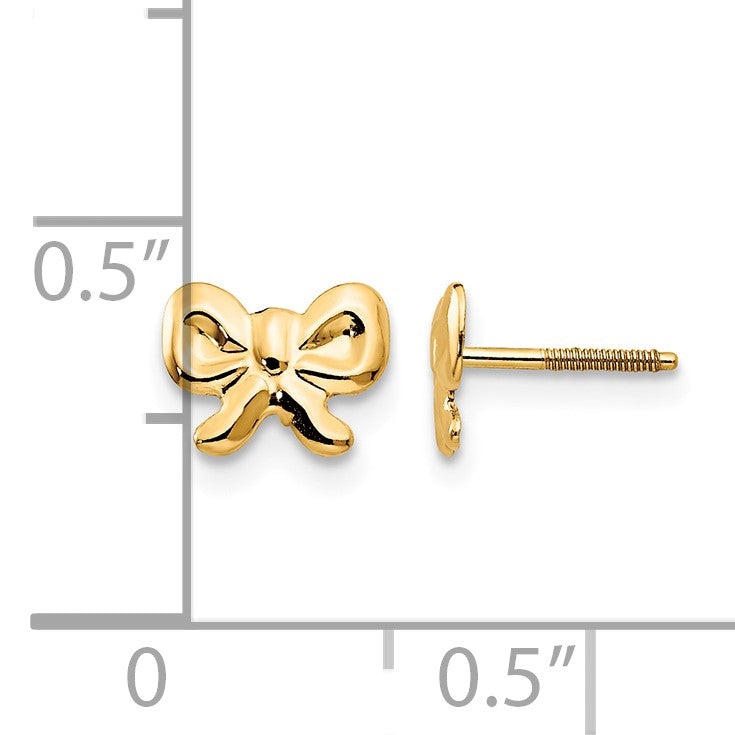 14k Madi K Bow Childrens Screwback Post Earrings