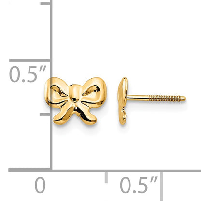 14k Madi K Bow Childrens Screwback Post Earrings