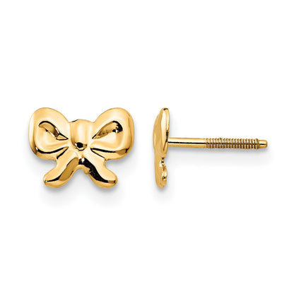 14k Madi K Bow Childrens Screwback Post Earrings