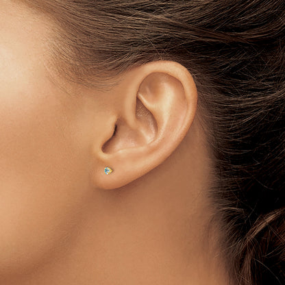 14k Madi K 3mm Round Imitation Aquamarine March Birthstone Screwback Post Earrings