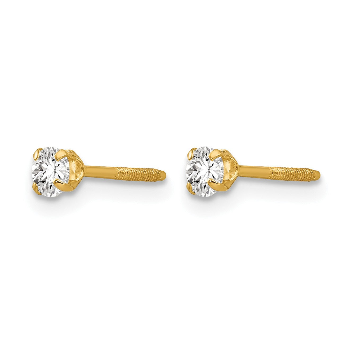 14k Madi K 3mm Round Imitation Spinel April Birthstone Screwback Post Earrings
