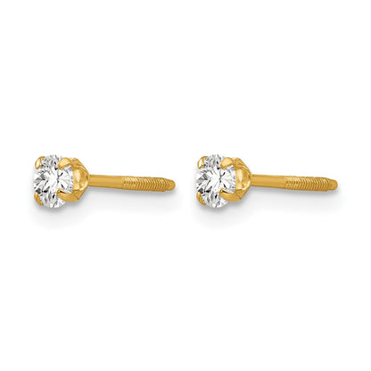 14k Madi K 3mm Round Imitation Spinel April Birthstone Screwback Post Earrings