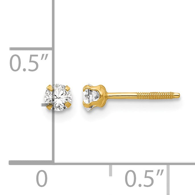 14k Madi K 3mm Round Imitation Spinel April Birthstone Screwback Post Earrings