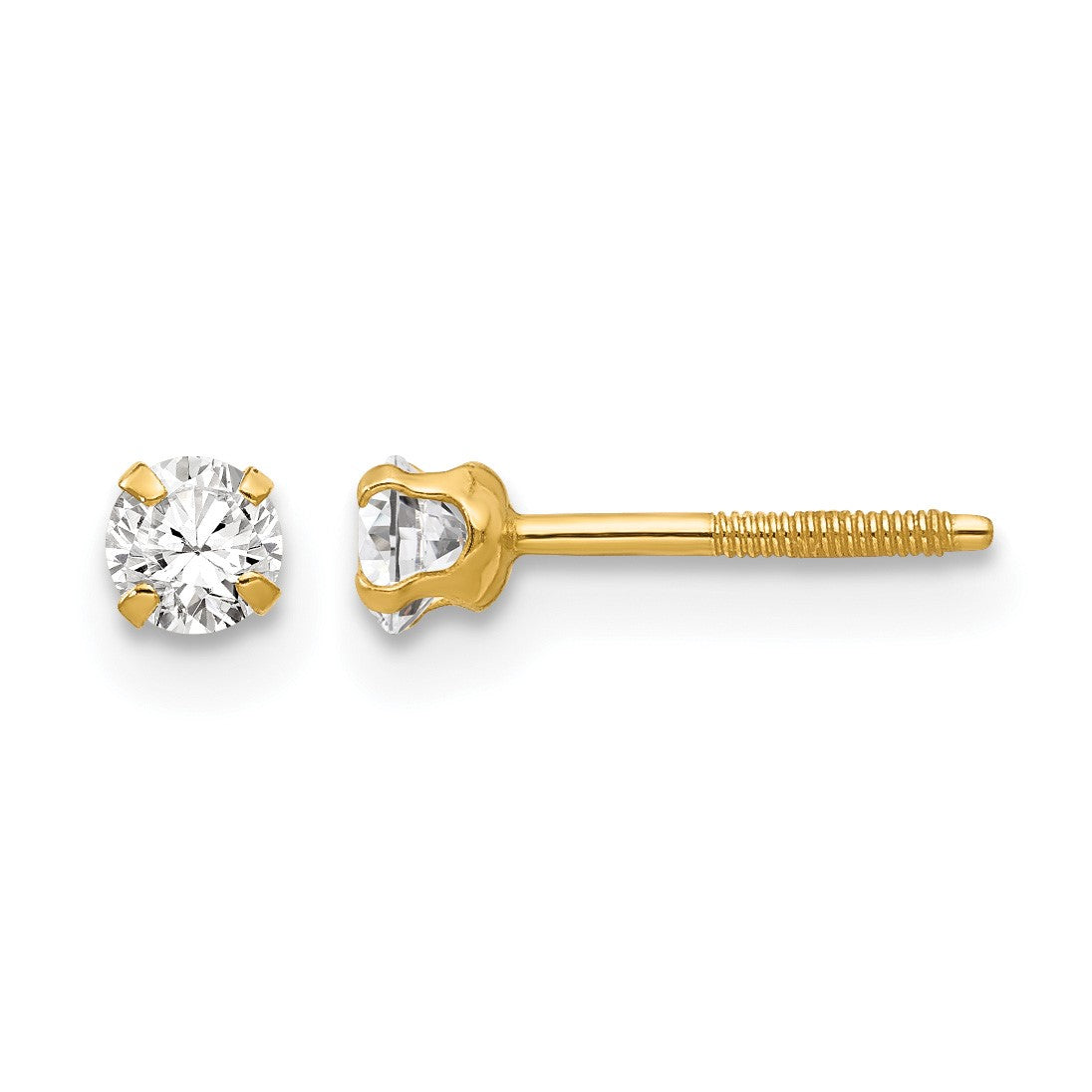 14k Madi K 3mm Round Imitation Spinel April Birthstone Screwback Post Earrings