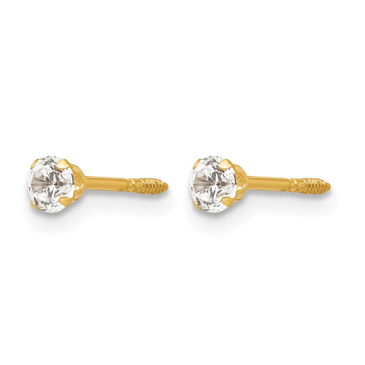 14k Madi K 3mm Round CZ Post Earrings