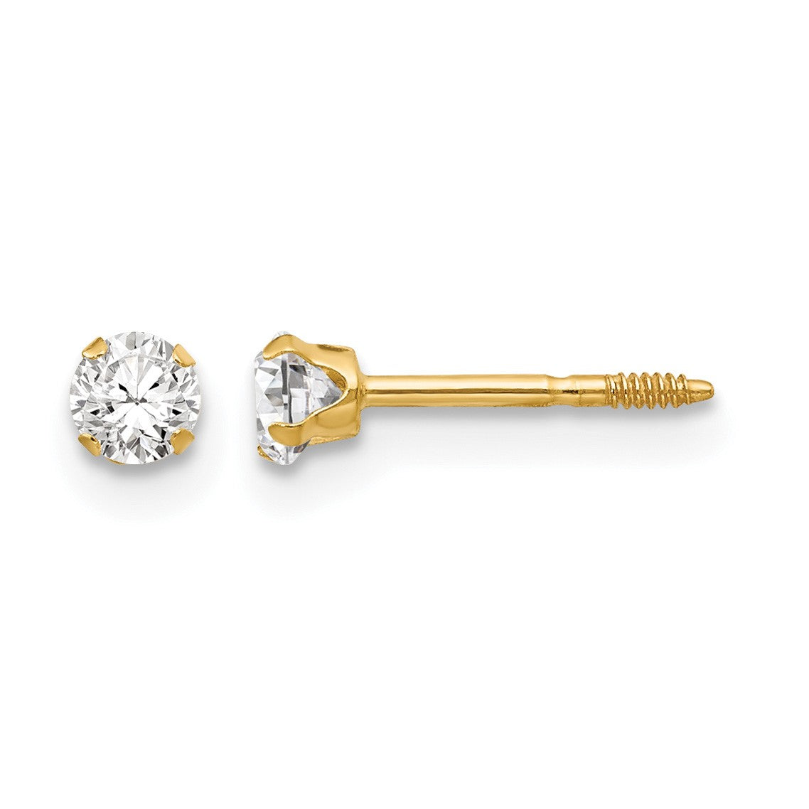 14k Madi K 3mm Round CZ Post Earrings