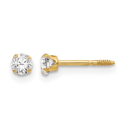 14k Madi K 3mm Round CZ Post Earrings