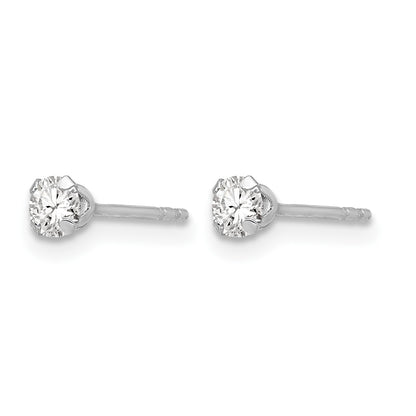 14k White Gold Madi K 3mm Round CZ Post Earrings