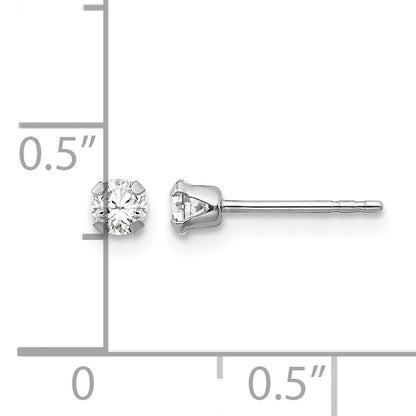 14k White Gold Madi K 3mm Round CZ Post Earrings