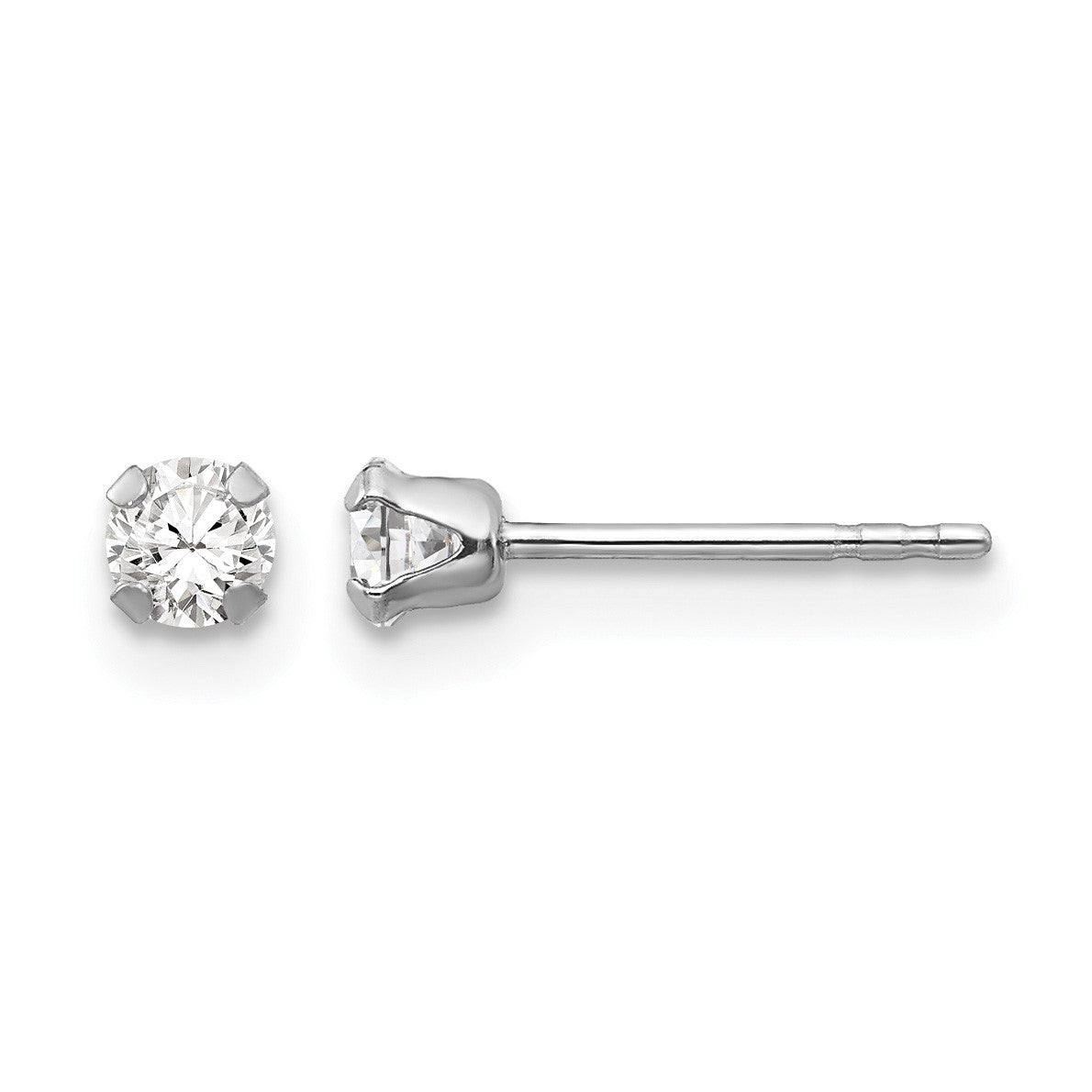 14k White Gold Madi K 3mm Round CZ Post Earrings