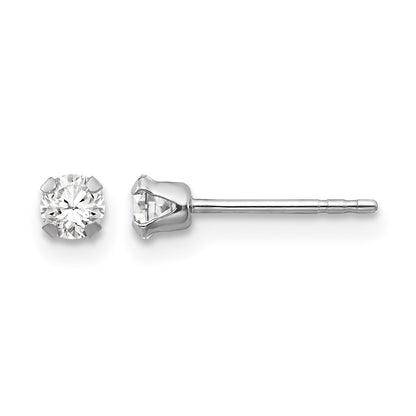 14k White Gold Madi K 3mm Round CZ Post Earrings