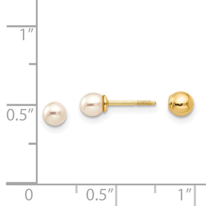 14k Madi K Reversible 3.75-4mm FW Cultured Pearl & Gold Ball Earrings