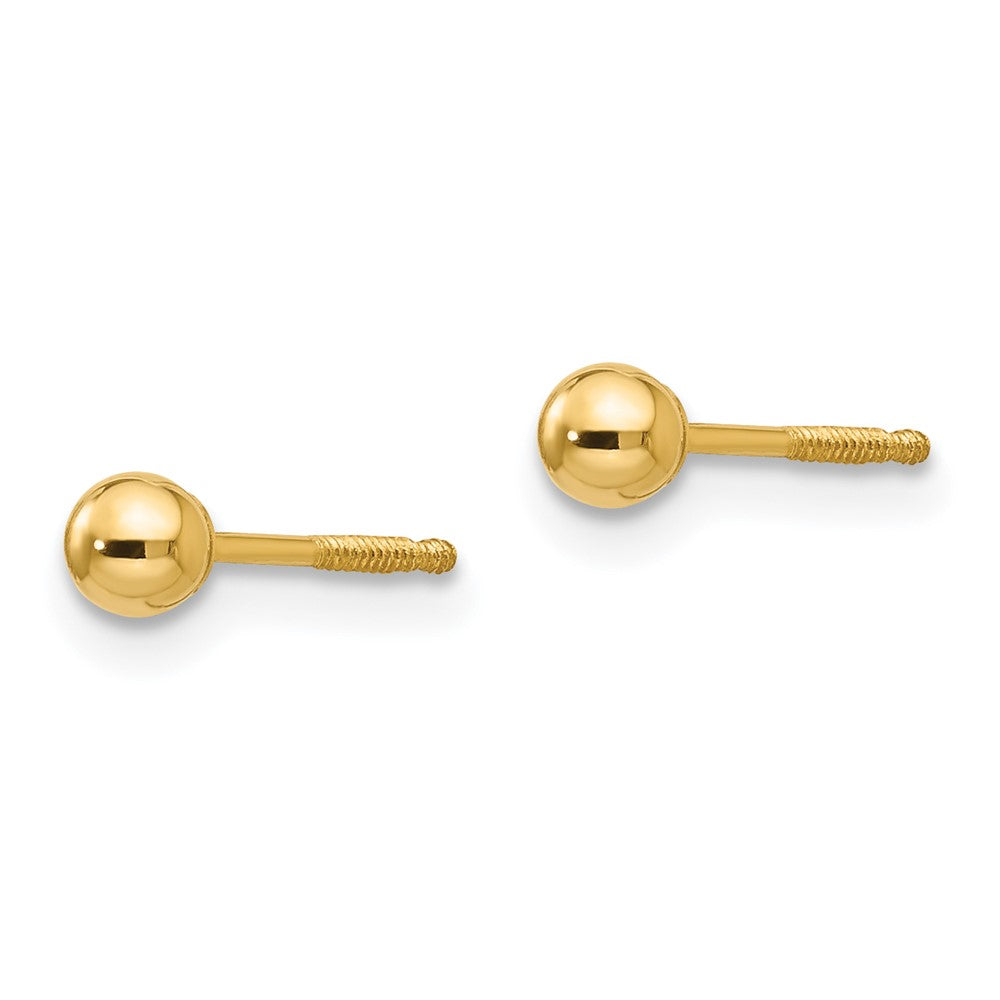 14k Madi K 3mm Ball Push On and Screw Off Screwback Earrings