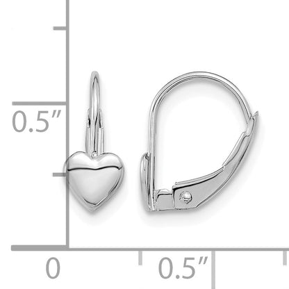 14k White Gold Madi K 5.00mm Heart Childrens Leverback Earrings