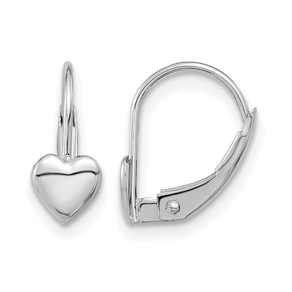 14k White Gold Madi K 5.00mm Heart Childrens Leverback Earrings