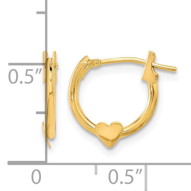 14k Madi K 9mm Heart Hoop Earrings