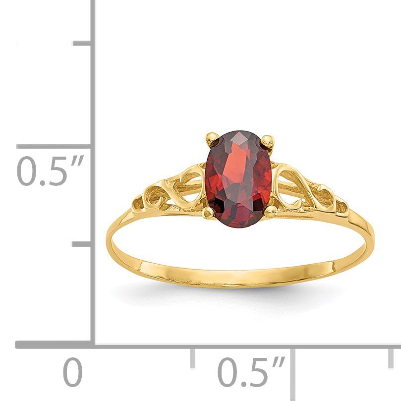 14k Madi K 6x4mm Oval Synthetic Garnet Birthstone Size 5 Ring